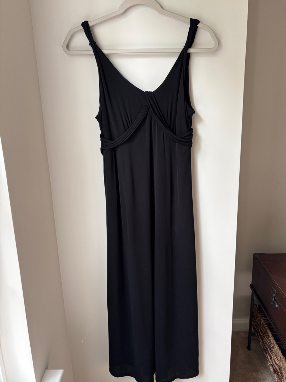 LOFT Black Midi Dress with Knotted Straps